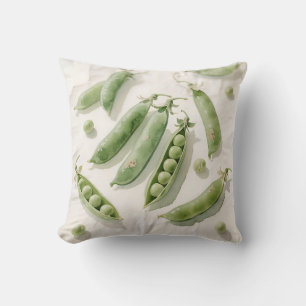 Fresh Green Peas Watercolor Cushion