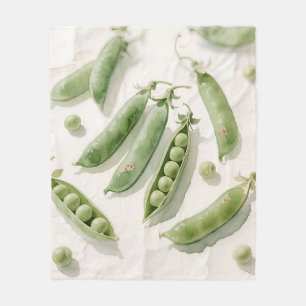 Fresh Green Peas Watercolor Fleece Blanket