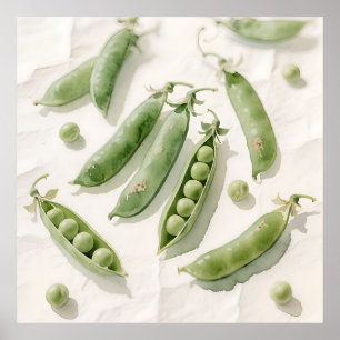 Fresh Green Peas Watercolor Poster