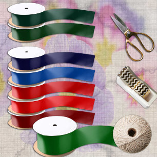 Fresh Green Pine tree solid minimalist Satin Ribbon