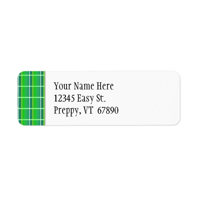 Fresh Green Plaid Custom Return Address Labels (Front)