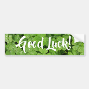 Fresh green shamrock good luck bumper stickers