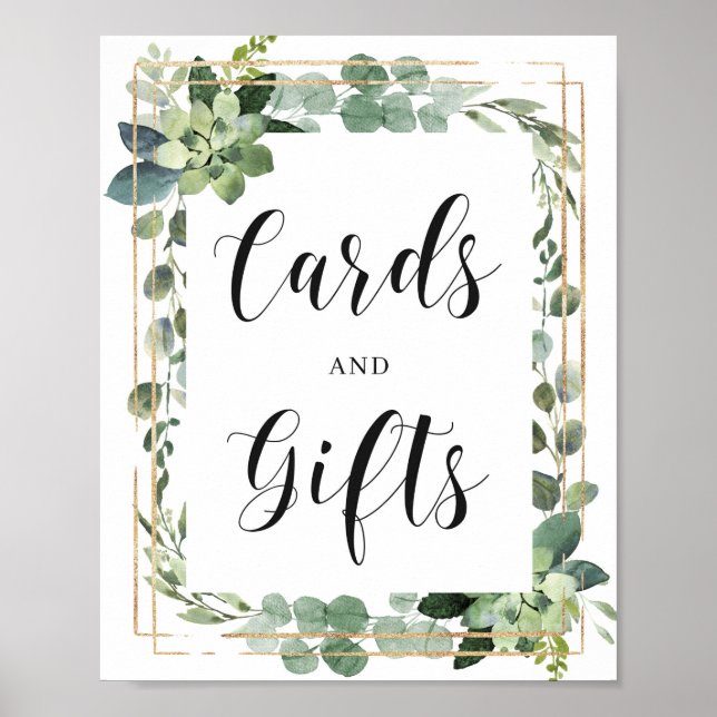Fresh Green Succulent Flowers Cards and Gifts Sign (Front)
