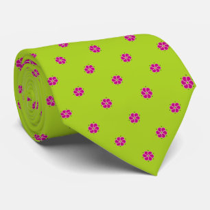 Fresh green with pink flower pattern tie