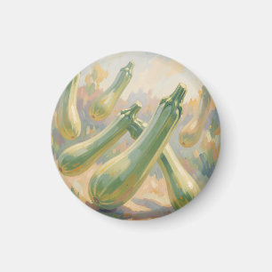 Fresh Green Zucchini Impressionist Painting Magnet
