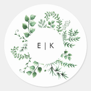 Fresh Greenery Leafy Plants Wedding Classic Round Sticker
