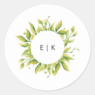 Fresh Greenery Leafy Plants Wedding Classic Round Sticker