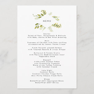 Fresh Greenery Leafy Plants Wedding Menu