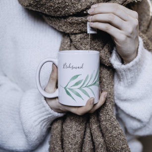 Fresh Greenery Modern Watercolor Bridesmaid Coffee Mug