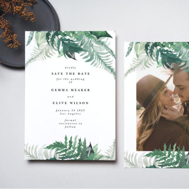 Fresh Greenery Modern Watercolor Save the Date (Creator Uploaded)