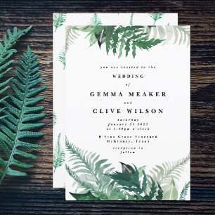 Fresh Greenery Modern Watercolor Wedding Invitation