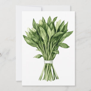 Fresh Greenery Watercolor Wedding Bouquet Invitation