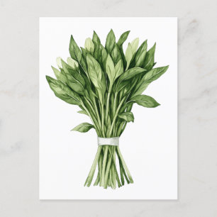 Fresh Greenery Watercolor Wedding Bouquet Postcard