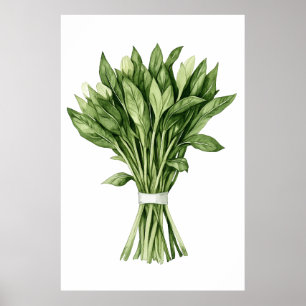 Fresh Greenery Watercolor Wedding Bouquet Poster