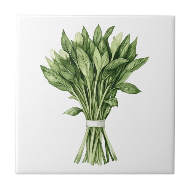 Fresh Greenery Watercolor Wedding Bouquet Tile (Front)
