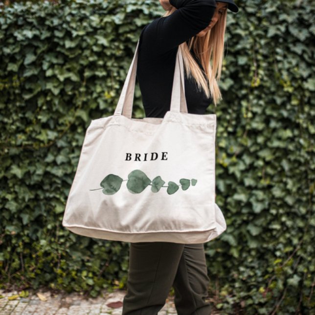 Fresh Greenery Watercolor Wedding Bride's Tote Bag (Creator Uploaded)