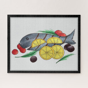 Fresh Grilled Fish Greek Mediterranean Seafood Jigsaw Puzzle