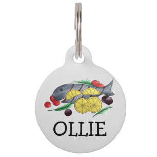 Fresh Grilled Fish Greek Mediterranean Seafood Pet Tag