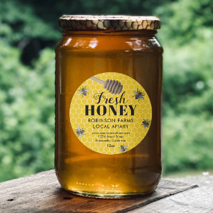 Fresh Honey Jar Labels   Honeybee