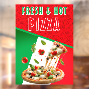 Fresh & Hot Pizza With Pizza Explosion Large Window Cling