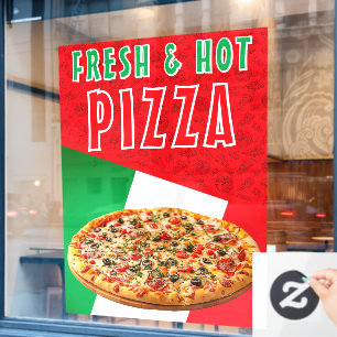 Fresh & Hot Pizza With Pizza Explosion Window Cling