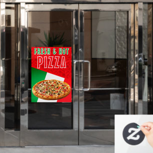 Fresh & Hot Pizza With Pizza Explosion  Window Cling