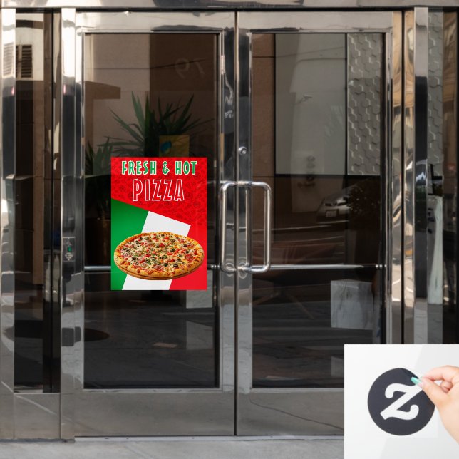 Fresh & Hot Pizza With Pizza Explosion  Window Cling (Office Door)