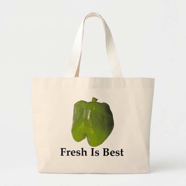 FRESH IS BEST - GREEN PEPPER LARGE TOTE BAG (Front)