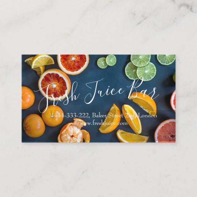 Fresh Juice Bar Vegetarian Vegan Healthy Life Business Card (Front)