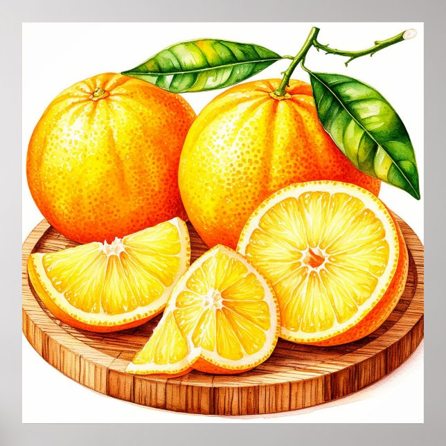Fresh Juicy Oranges With Slices Poster (Front)
