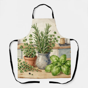 Fresh Kitchen Herbs Watercolor  Apron