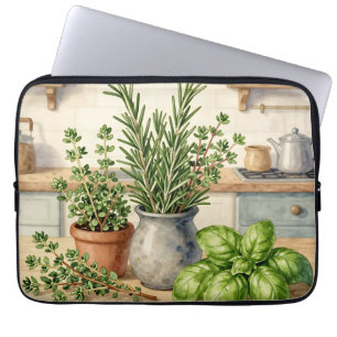 Fresh Kitchen Herbs Watercolor  Laptop Sleeve