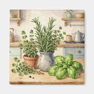 Fresh Kitchen Herbs Watercolor  Magnet
