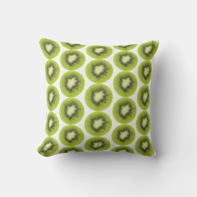 Fresh kiwi fruit background. Round slices pattern Cushion (Front)
