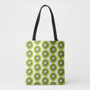 Fresh kiwi fruit background. Round slices pattern Tote Bag