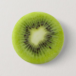 Fresh kiwi fruit. Round slice closeup isolated 6 Cm Round Badge