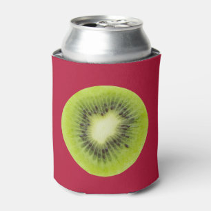 Fresh kiwi fruit. Round slice closeup isolated Can Cooler