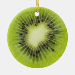 Fresh kiwi fruit. Round slice closeup isolated Ceramic Tree Decoration