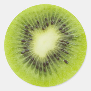 Fresh kiwi fruit. Round slice closeup isolated Classic Round Sticker