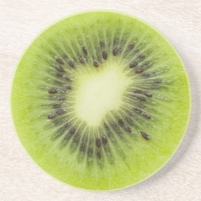 Fresh kiwi fruit. Round slice closeup isolated Coaster (Front)