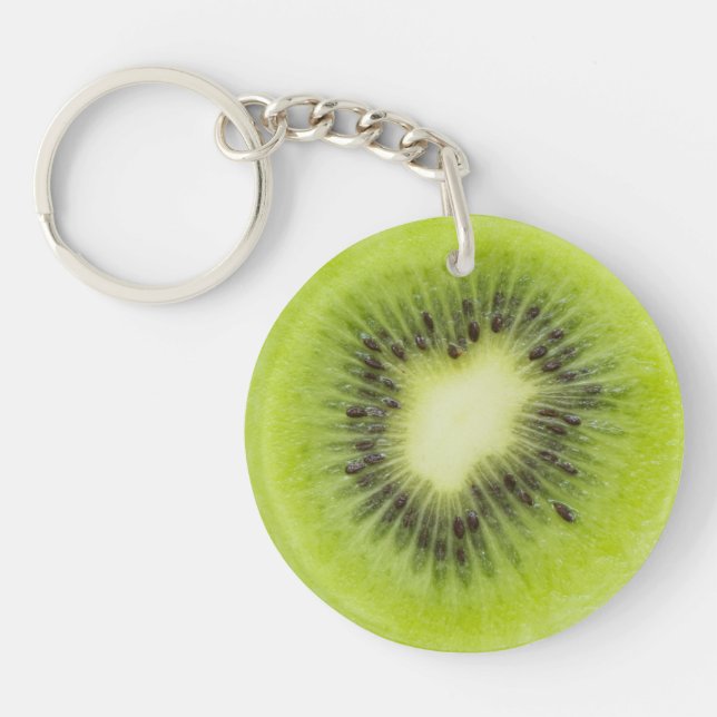 Fresh kiwi fruit. Round slice closeup isolated Key Ring (Front)