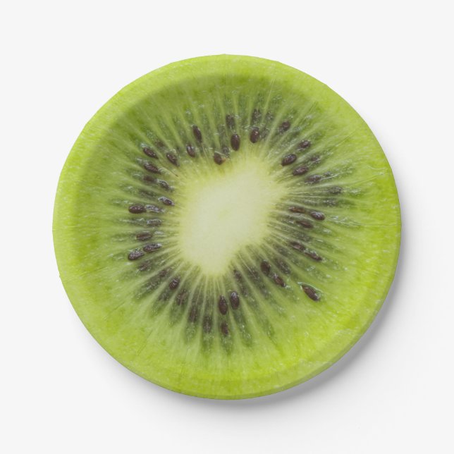 Fresh kiwi fruit. Round slice closeup isolated Paper Plate (Front)