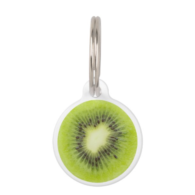 Fresh kiwi fruit. Round slice closeup isolated Pet Tag (Front)