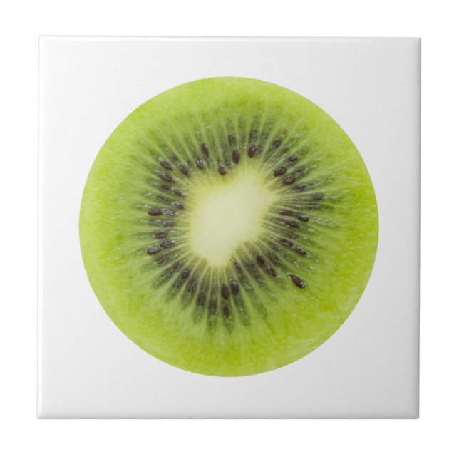 Fresh kiwi fruit. Round slice closeup isolated Tile (Front)