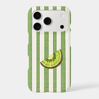 Fresh Kiwi Slice on Sage Green and Cream Stripes