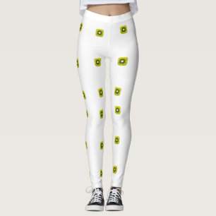 "Fresh Kiwis on White Background – Minimalist Frui Leggings