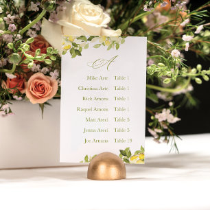 Fresh Lemon Bright Alphabet Seating Chart Card