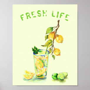 Fresh Lemon Cool Drink Poster - Custom Text