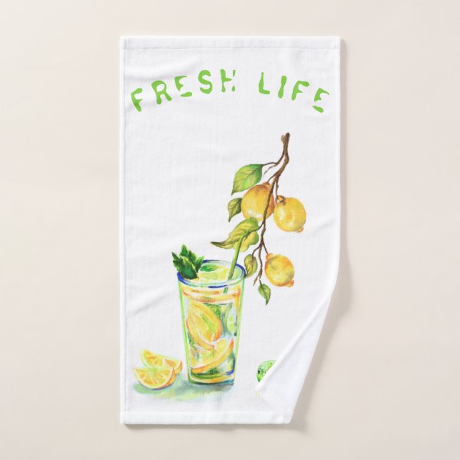 Fresh Lemon Drink Bath Towels - Custom Text (Hand Towel)