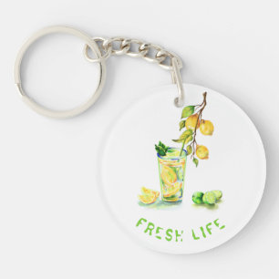 Fresh Lemon Drink Keychain - Custom Text